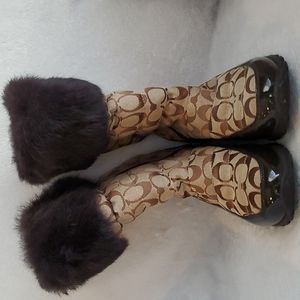 Size 8 1/2 Coach Joyous (A7303) brown boots. Excellent condition.